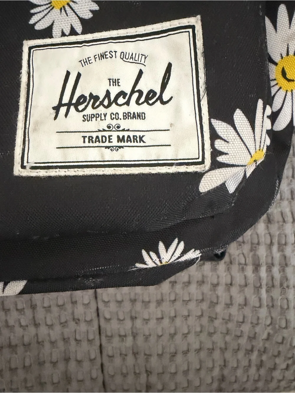Herschel Daisy Print Classic Backpack - Black & White with Yellow Accents